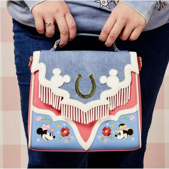 Loungefly Disney Western Mickey & Minnie Fringe Crossbody Bag NWT - Picture 6 of 8